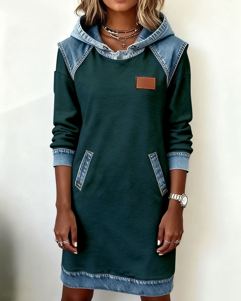 Evelyne | Hoodie Dress with Contrast Panels
