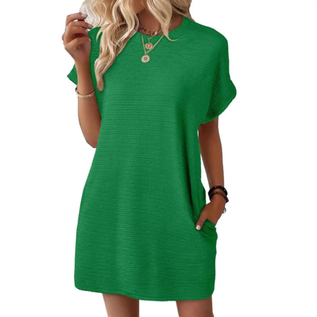 Evasha™ | Casual Minimalist Round Neck Dress