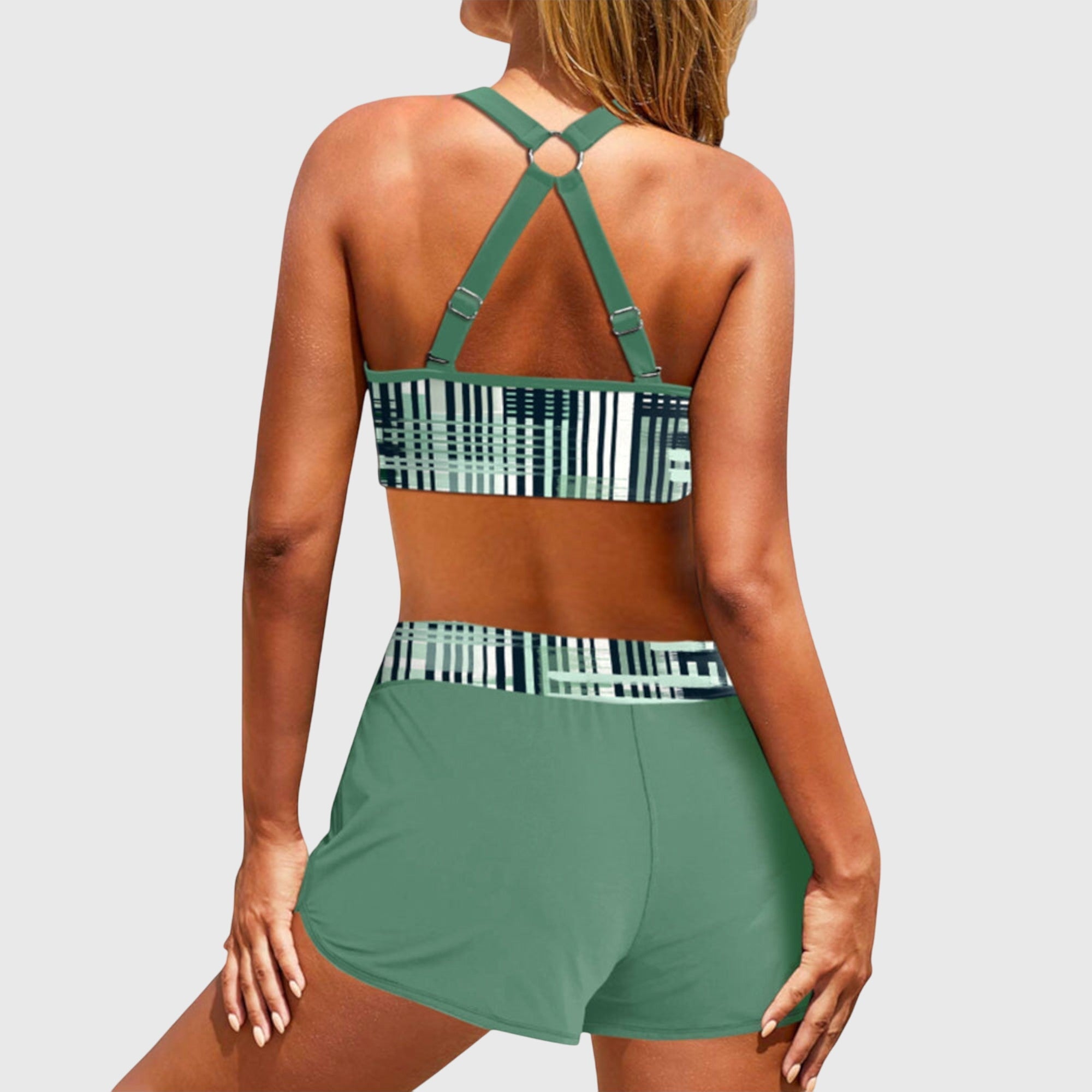 Janelle™ | Bikini côtelé taille haute