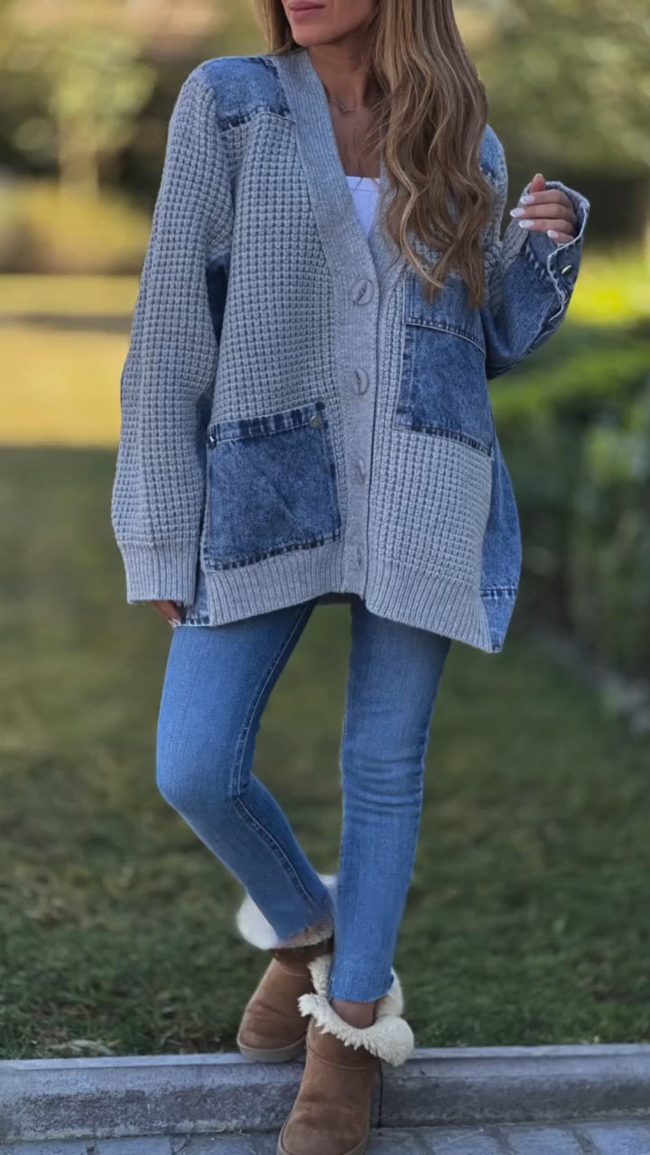 Raya™ | Patch Knit Casual Cardigan