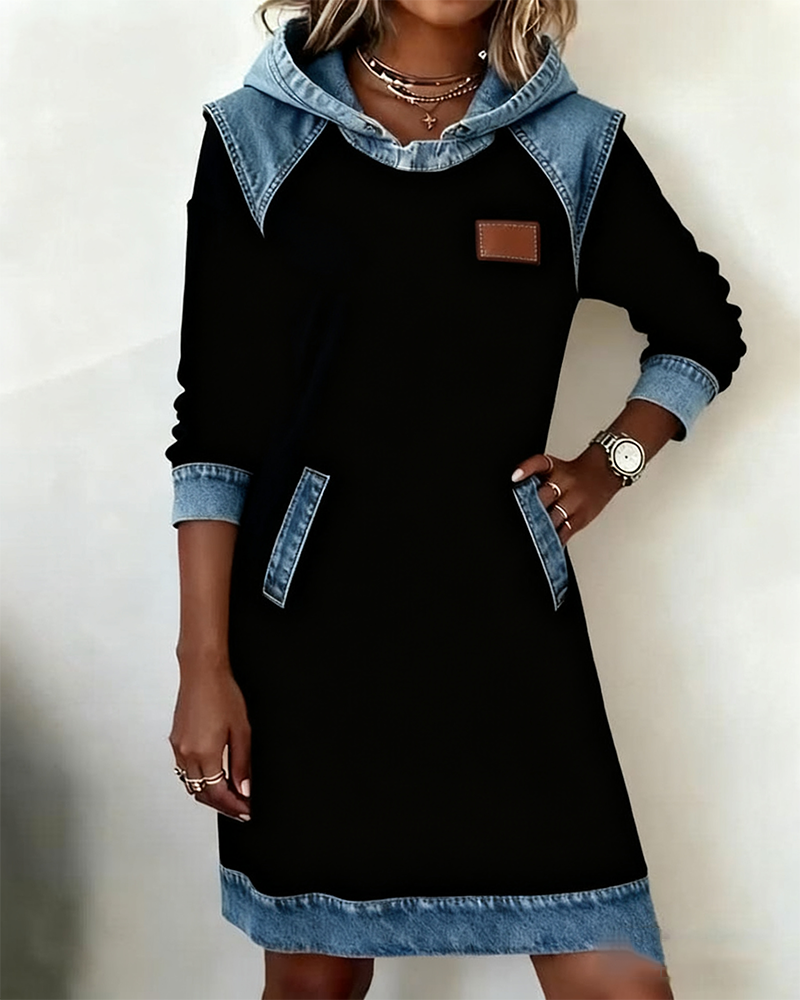 Evelyne | Hoodie Dress with Contrast Panels