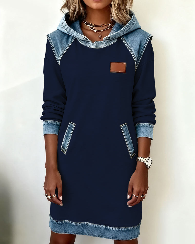 Evelyne | Hoodie Dress with Contrast Panels