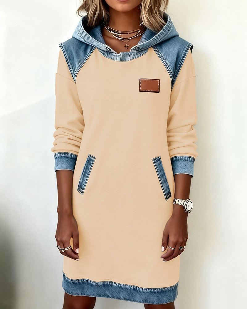 Evelyne | Hoodie Dress with Contrast Panels