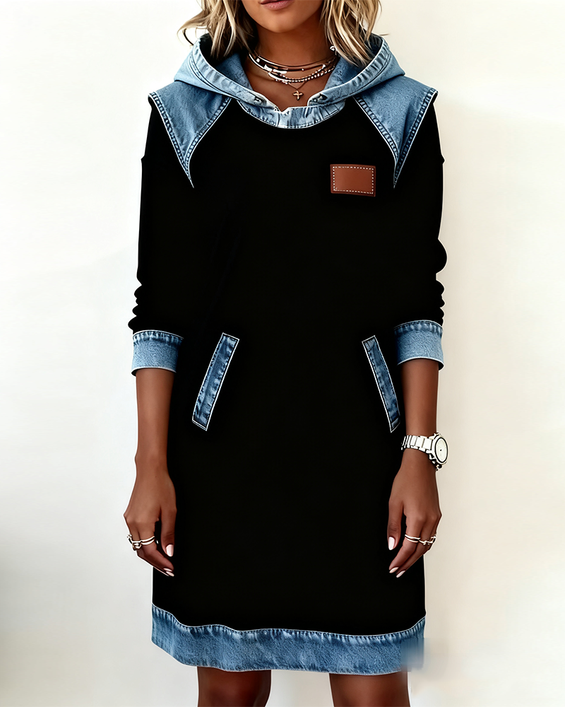 Evelyne | Hoodie Dress with Contrast Panels