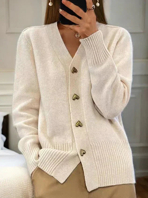 Aurelia™ | Heart-Button V-Neck Cardigan