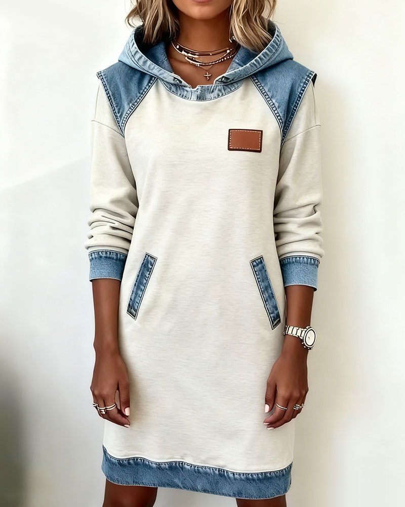 Evelyne | Hoodie Dress with Contrast Panels