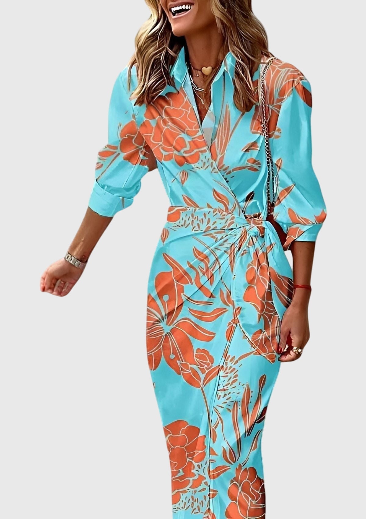 Everly™ | Robe portefeuille élégante à imprimé