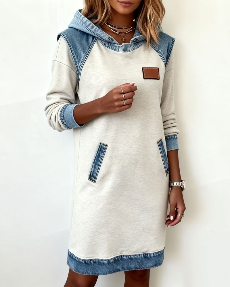 Evelyne | Hoodie Dress with Contrast Panels