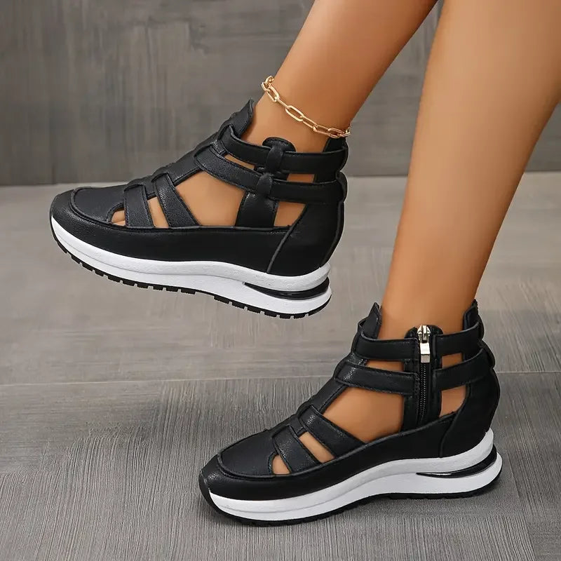 SAFRINA | STYLISH ZIPPERED WEDGE SANDALS