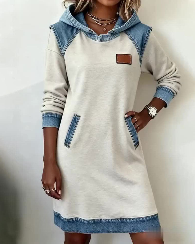Evelyne | Hoodie Dress with Contrast Panels