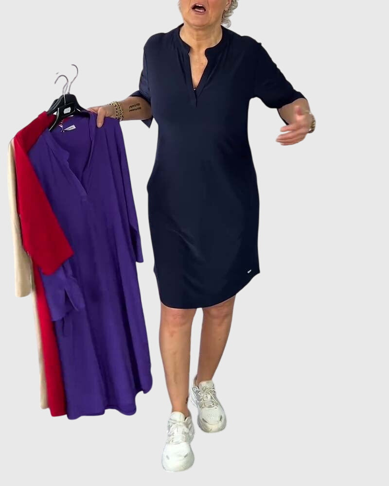 Katherine™ | Robe unie à col en V