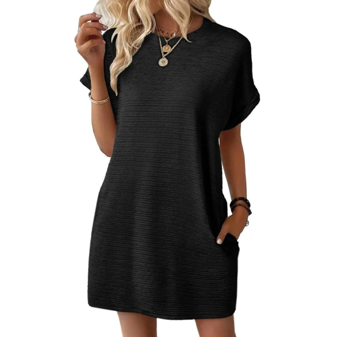 Evasha™ | Casual Minimalist Round Neck Dress