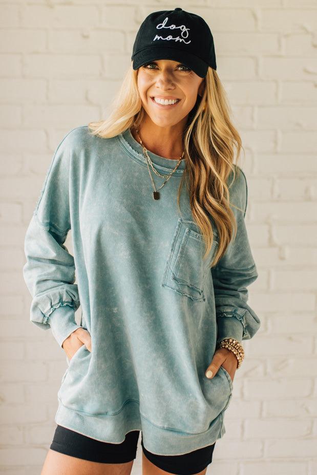 Elara™ | Cozy French Terry Acid Wash Pullover