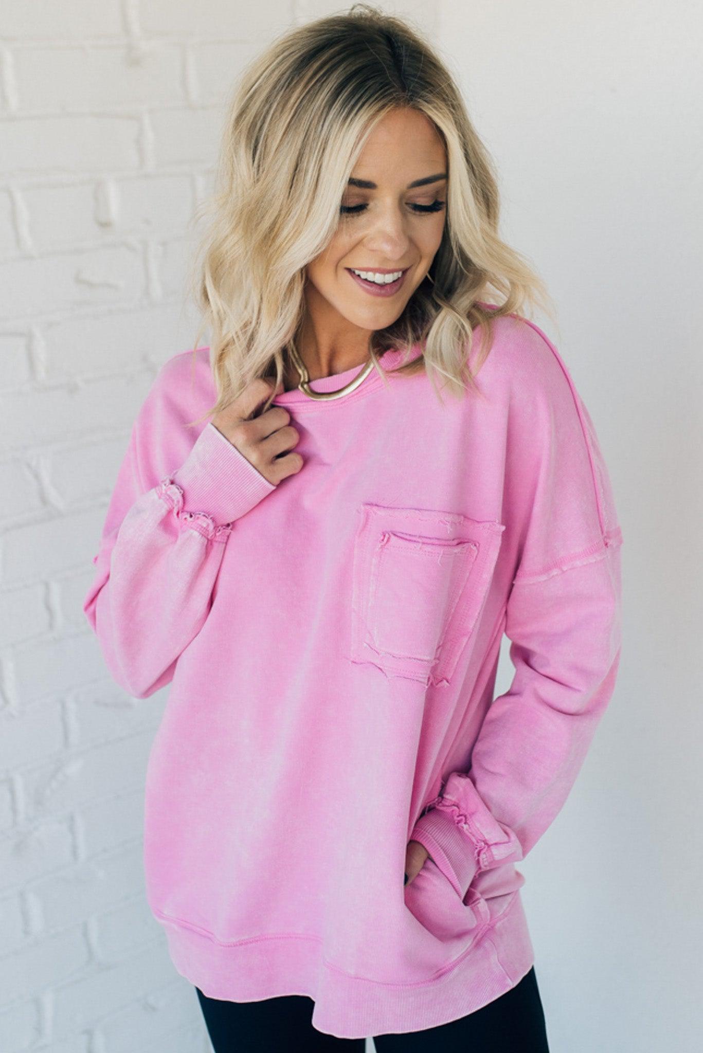 Elara™ | Cozy French Terry Acid Wash Pullover