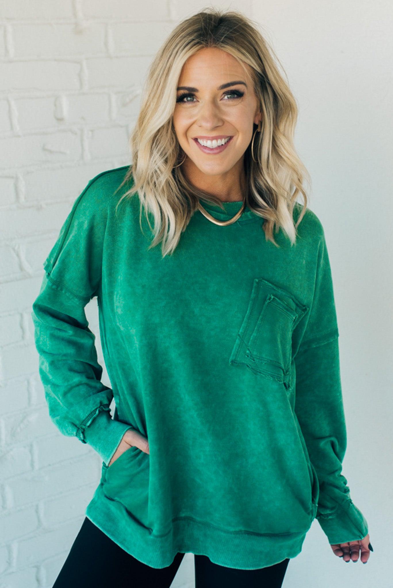 Elara™ | Cozy French Terry Acid Wash Pullover