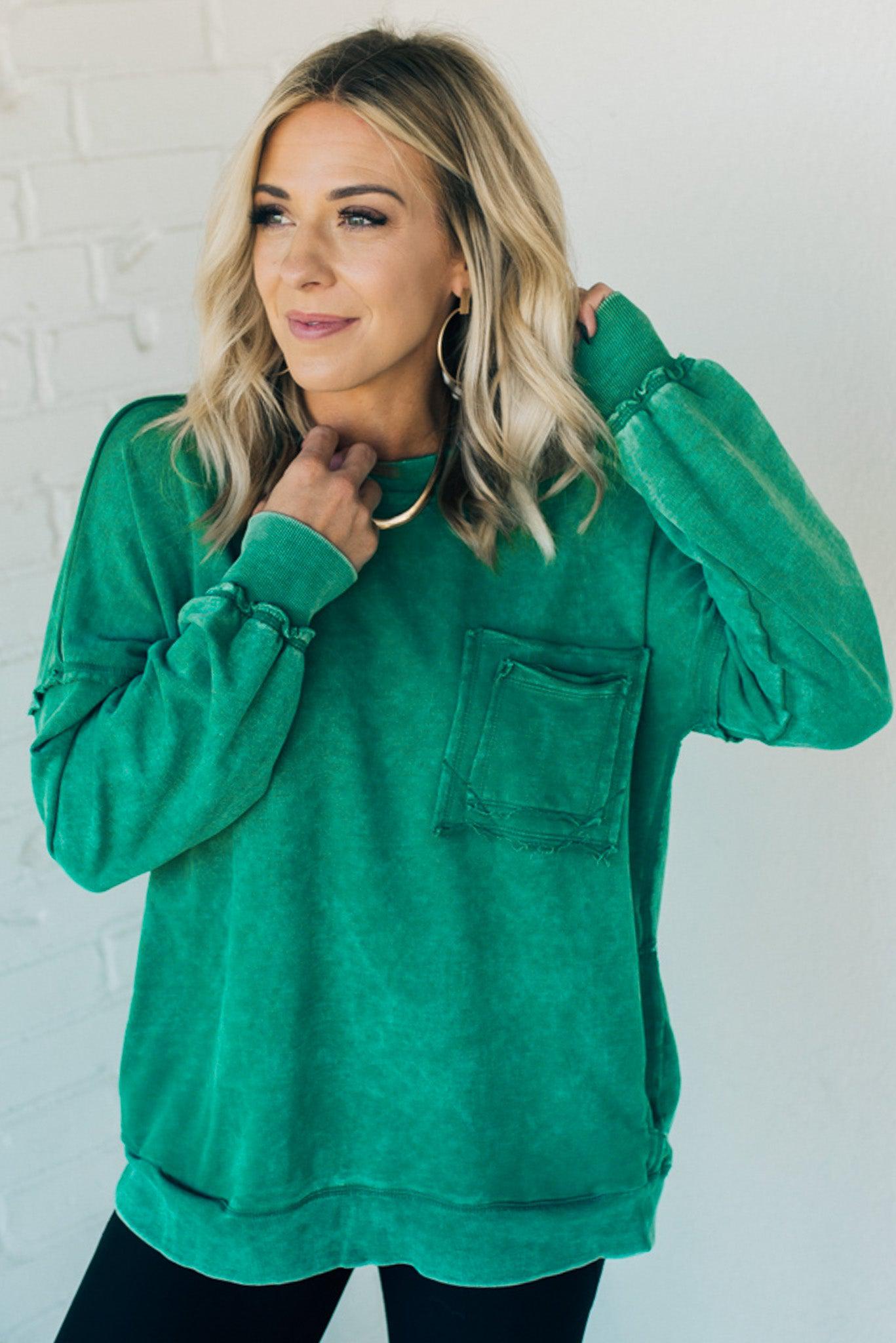 Elara™ | Cozy French Terry Acid Wash Pullover