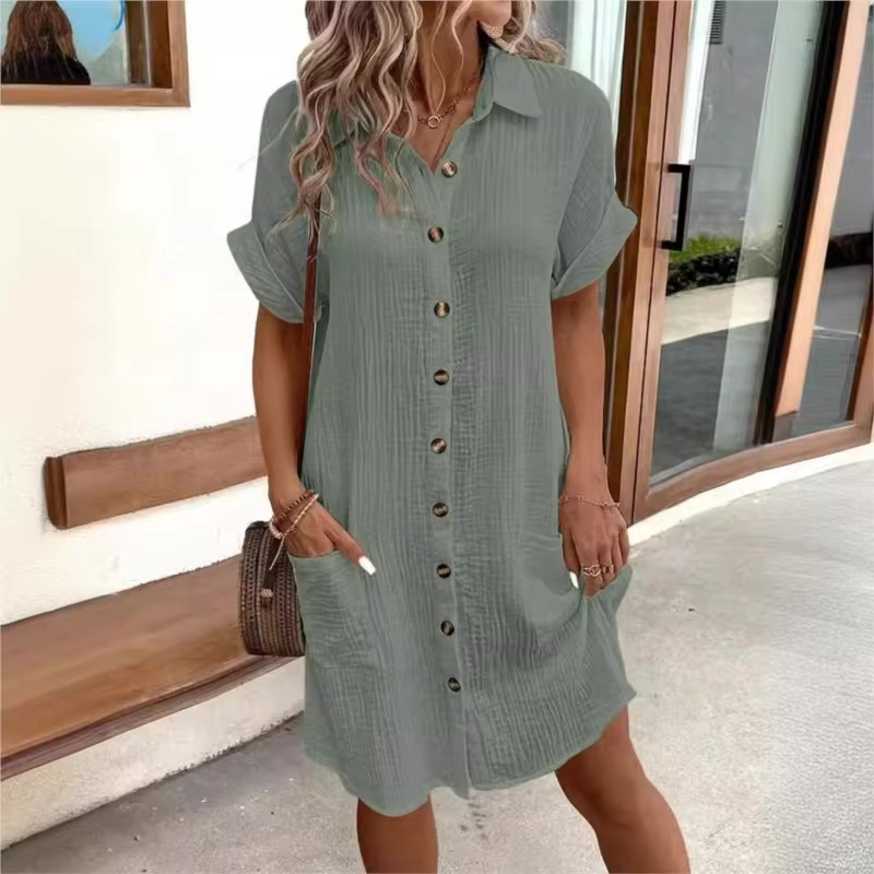 Elayne™ | Linen Shirt Dress With Pockets