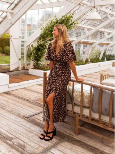 Leandra™ | Curve-Flattering Leopard Print Maxi Dress