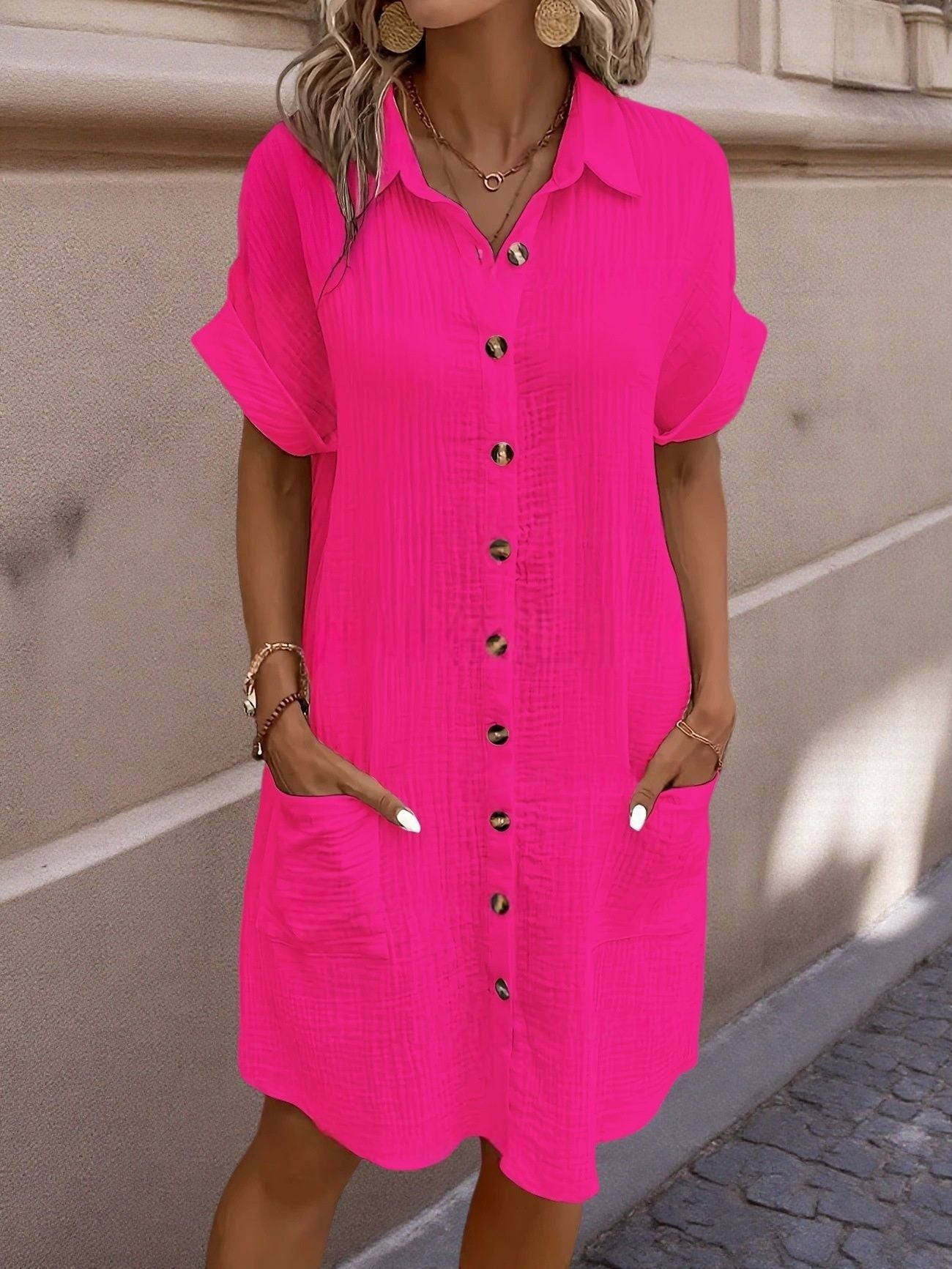 Elayne™ | Linen Shirt Dress With Pockets