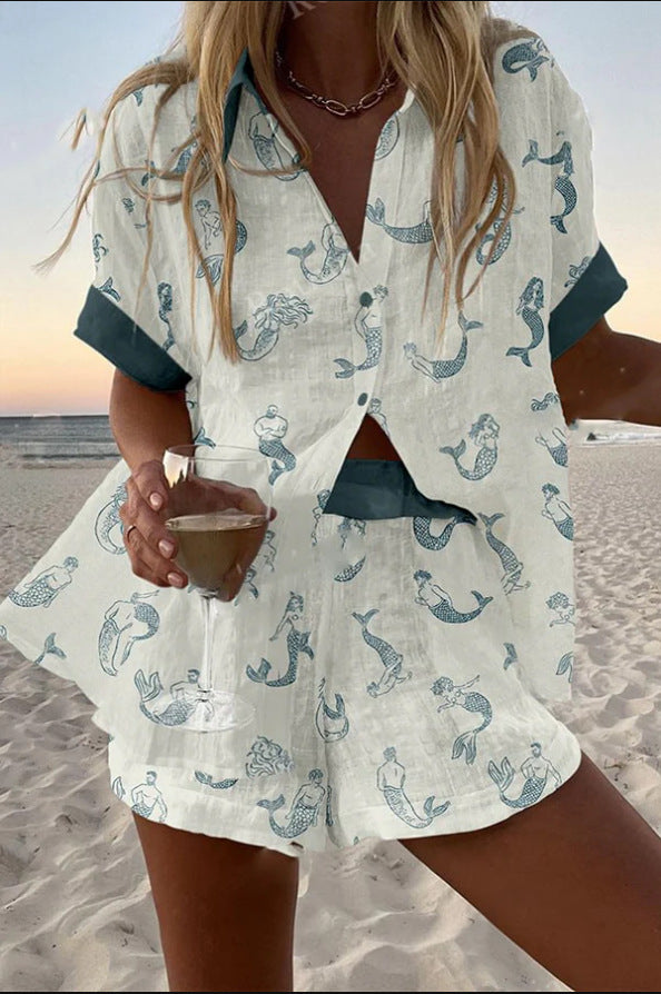 Jalira™ | Mermaid Print Linen Set