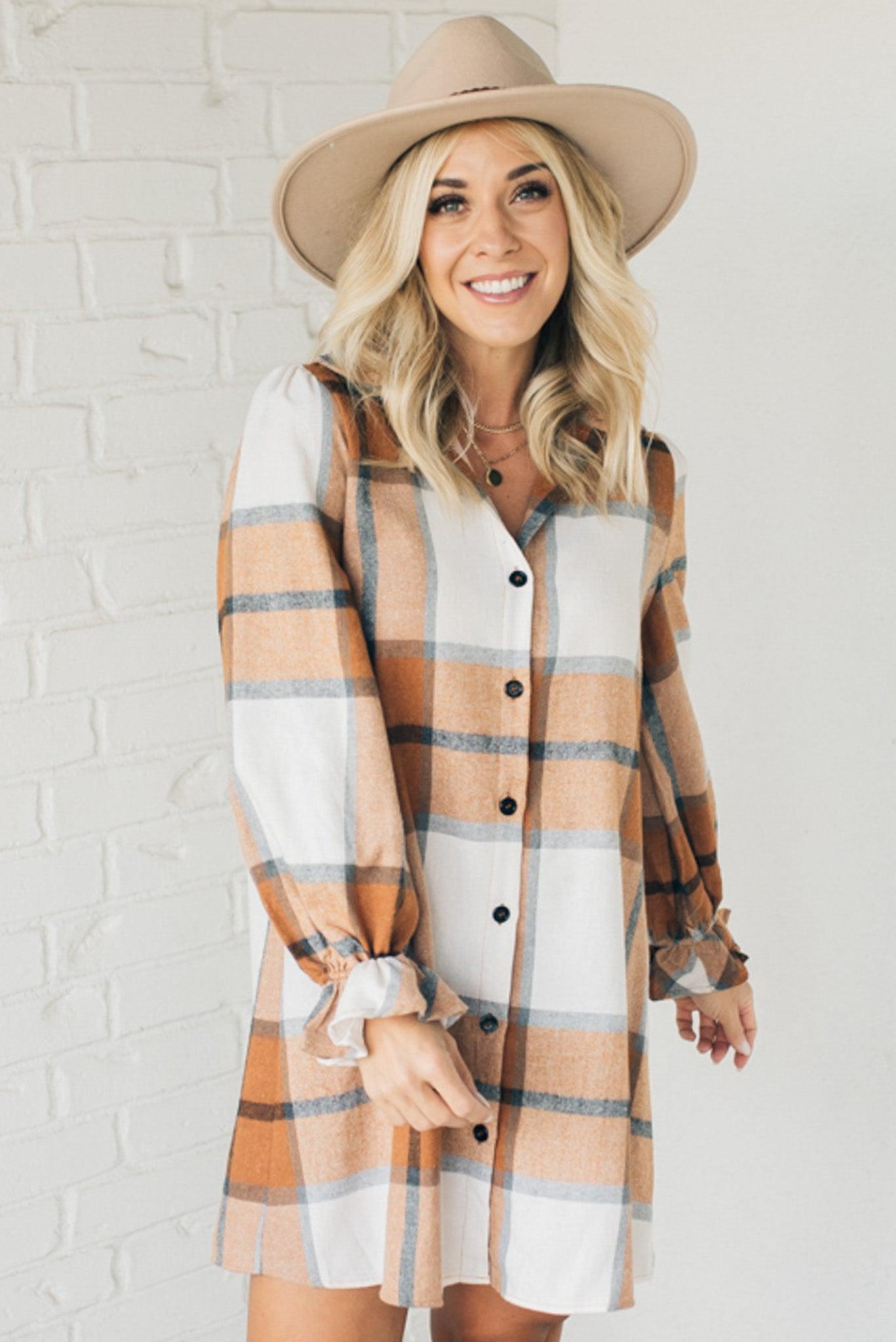 Claudine™ | Timeless Plaid Shirt Dress