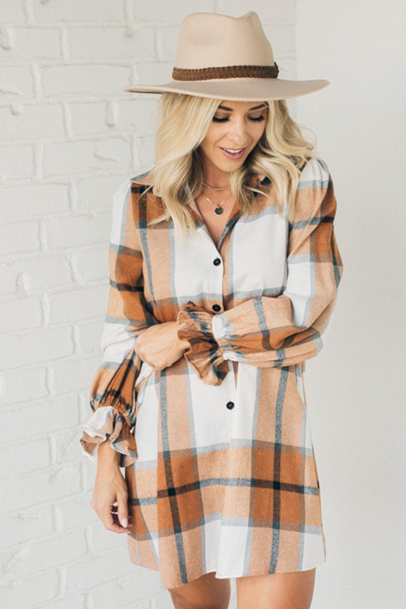 Claudine™ | Timeless Plaid Shirt Dress