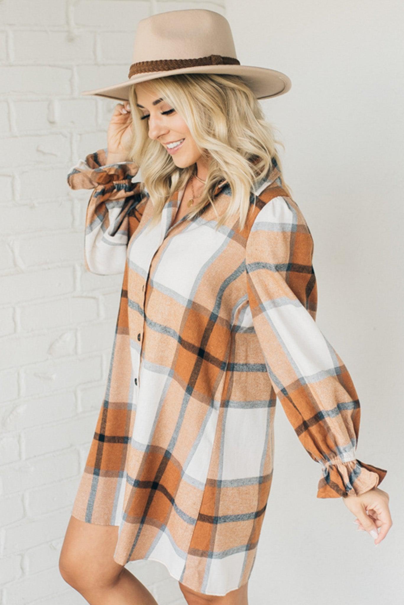 Claudine™ | Timeless Plaid Shirt Dress