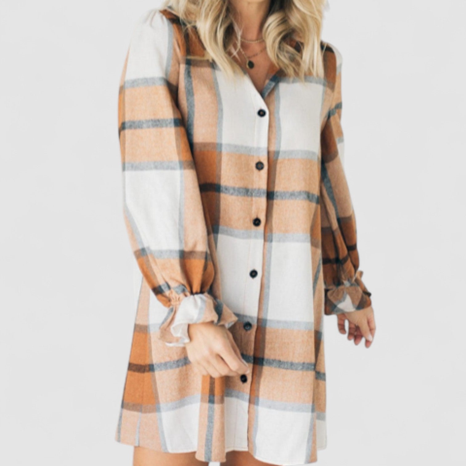 Claudine™ | Timeless Plaid Shirt Dress