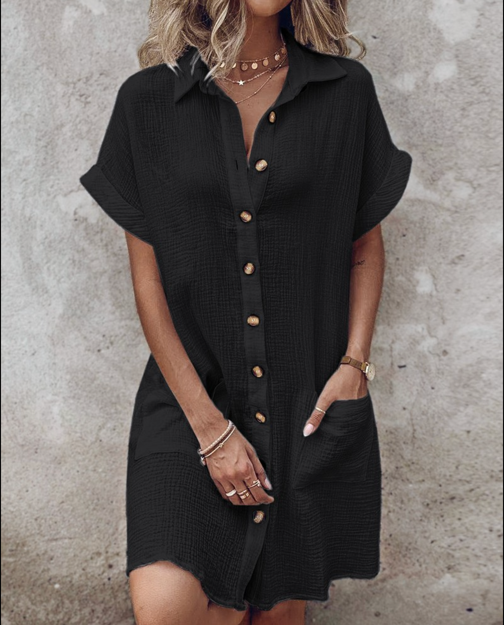 Elayne™ | Linen Shirt Dress With Pockets