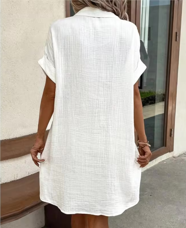 Elayne™ | Linen Shirt Dress With Pockets