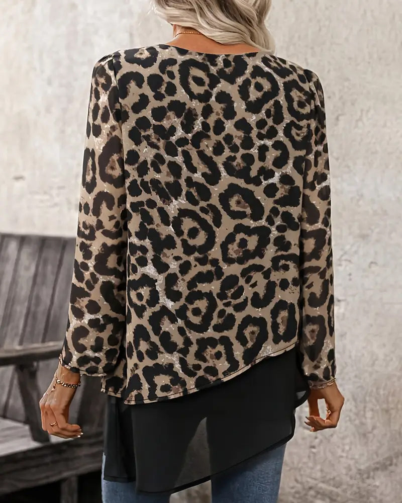 Brielle | Leopard Patchwork Blouse