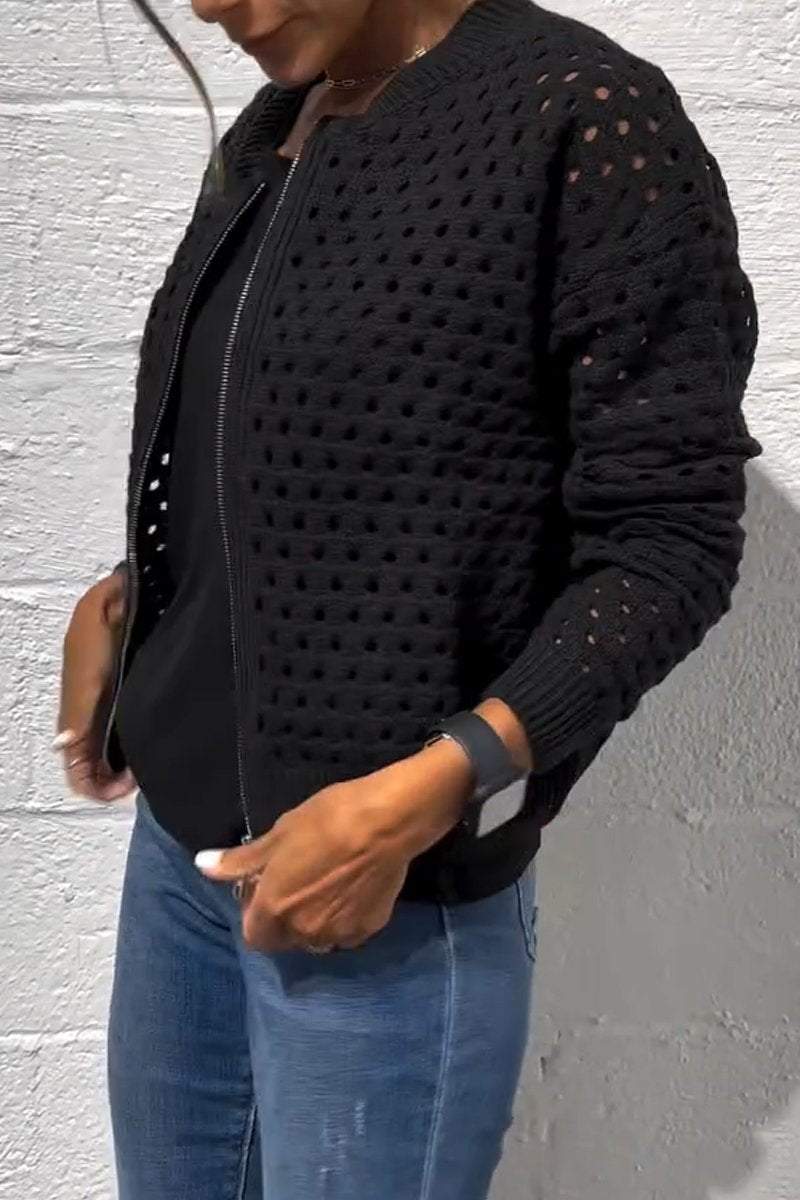 Elayne™ | Stylish Knit Zipper Jacket