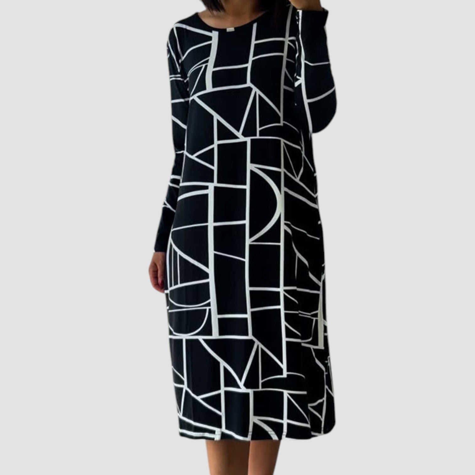 Danica | Casual Printed Long Sleeve Midi Dress