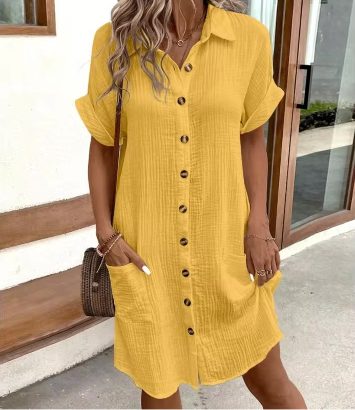 Elayne™ | Linen Shirt Dress With Pockets