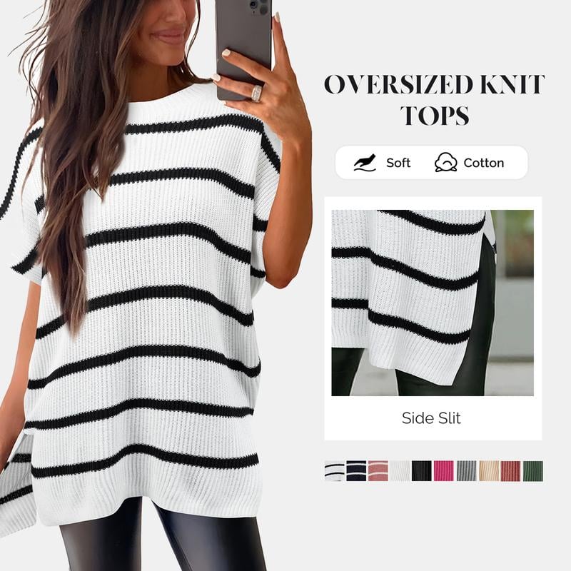 Sylvaine™ | Loose-Fit Crewneck Knit Pullover Top