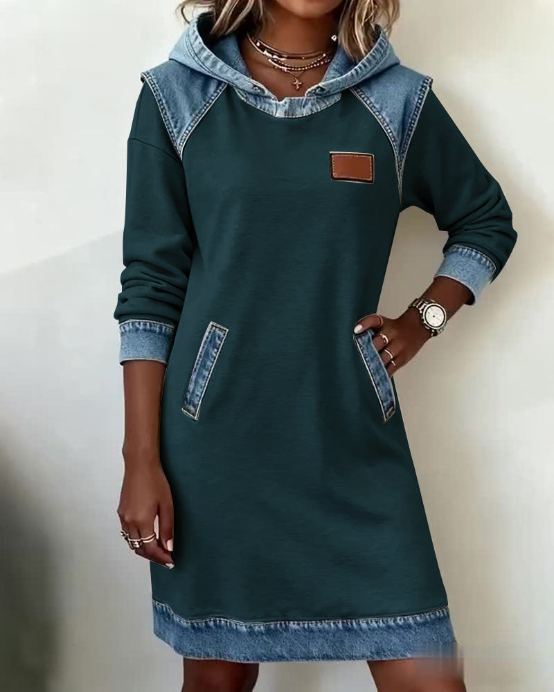 Evelyne | Hoodie Dress with Contrast Panels