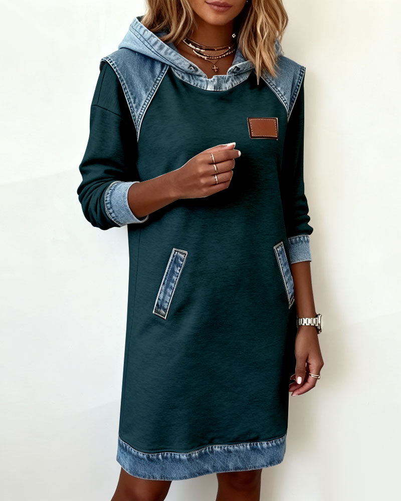 Evelyne | Hoodie Dress with Contrast Panels