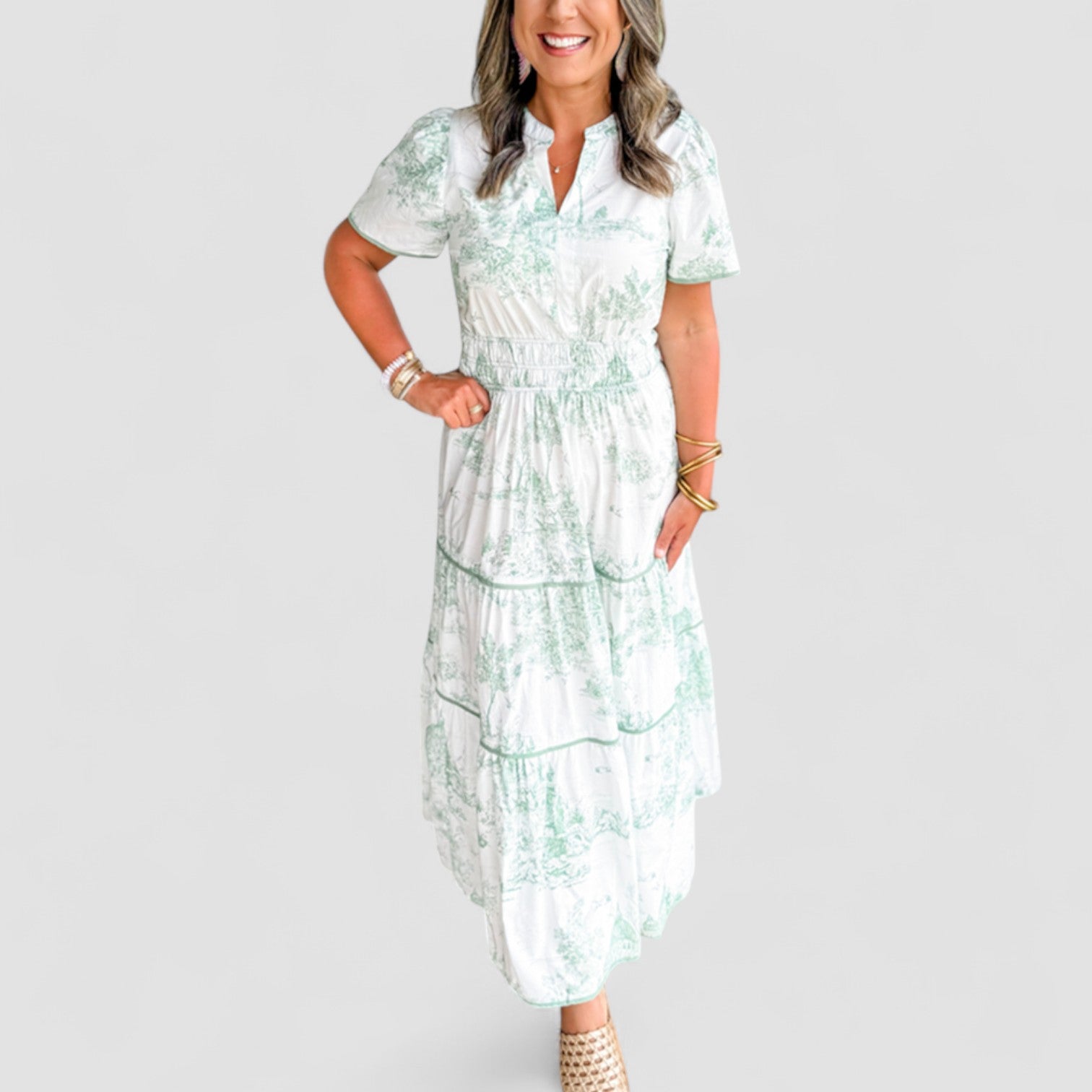 Eliza™ | Classic Scenic-Print Maxi Dress