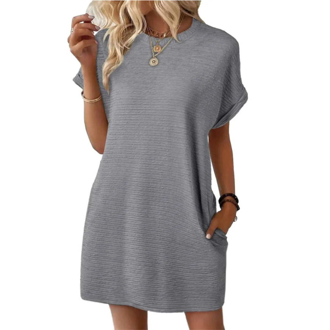 Evasha™ | Casual Minimalist Round Neck Dress