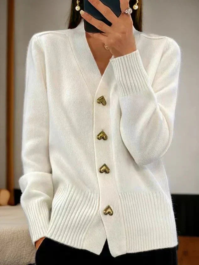 Aurelia™ | Heart-Button V-Neck Cardigan