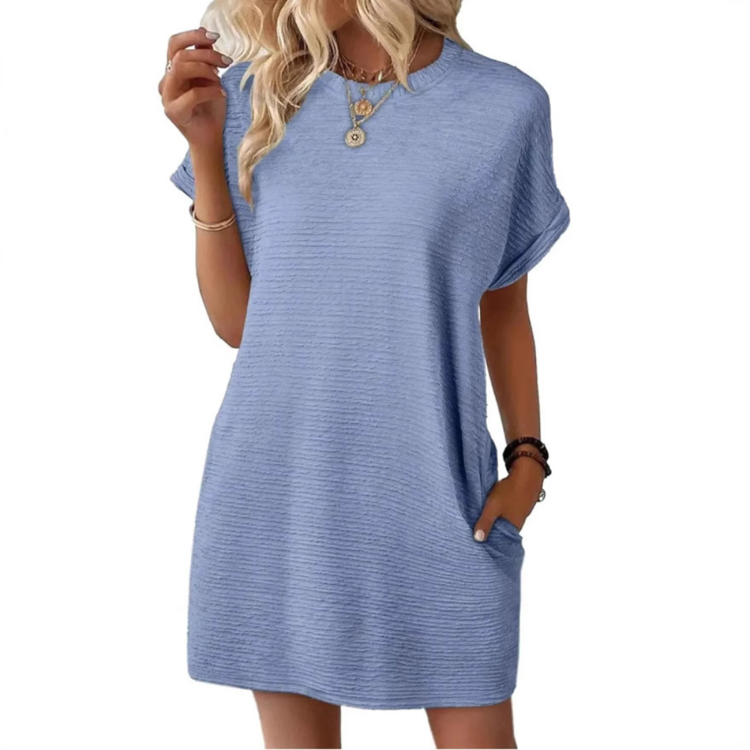 Evasha™ | Casual Minimalist Round Neck Dress