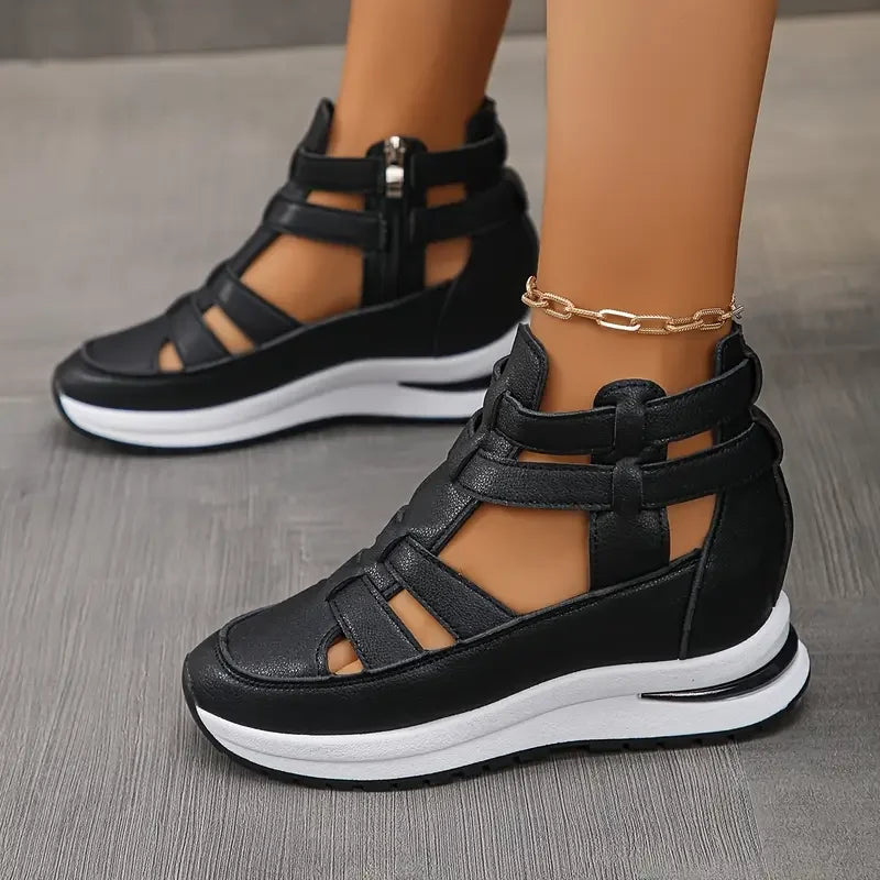 SAFRINA | STYLISH ZIPPERED WEDGE SANDALS