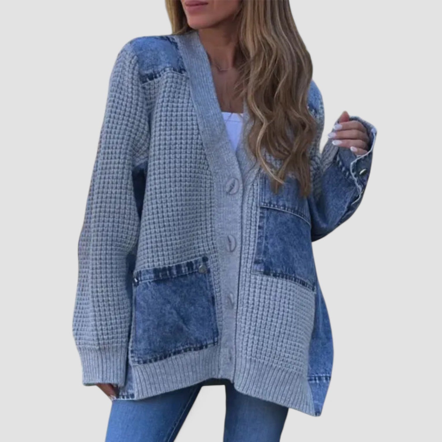 Raya™ | Patch Knit Casual Cardigan
