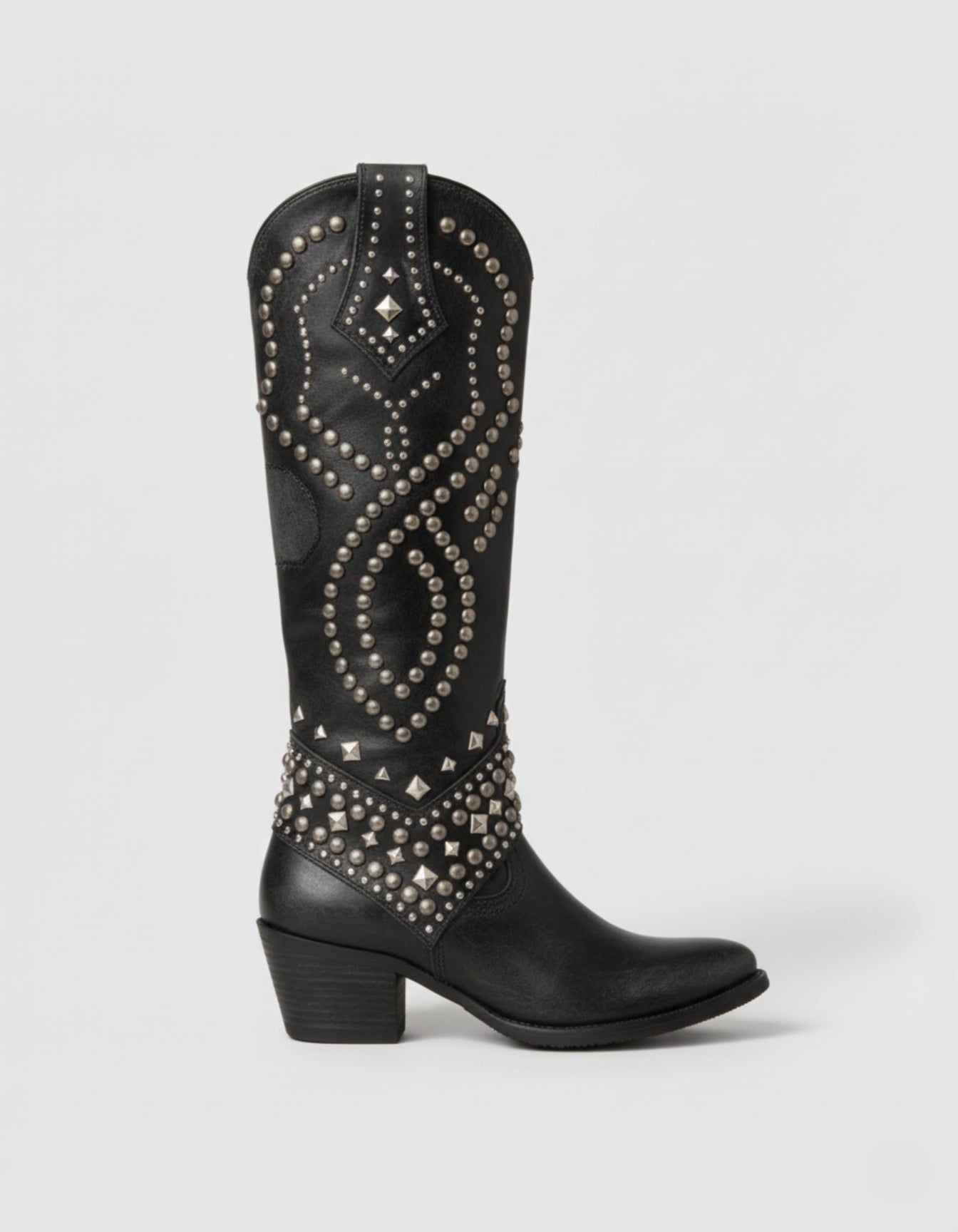 Studded Leather Western Boots