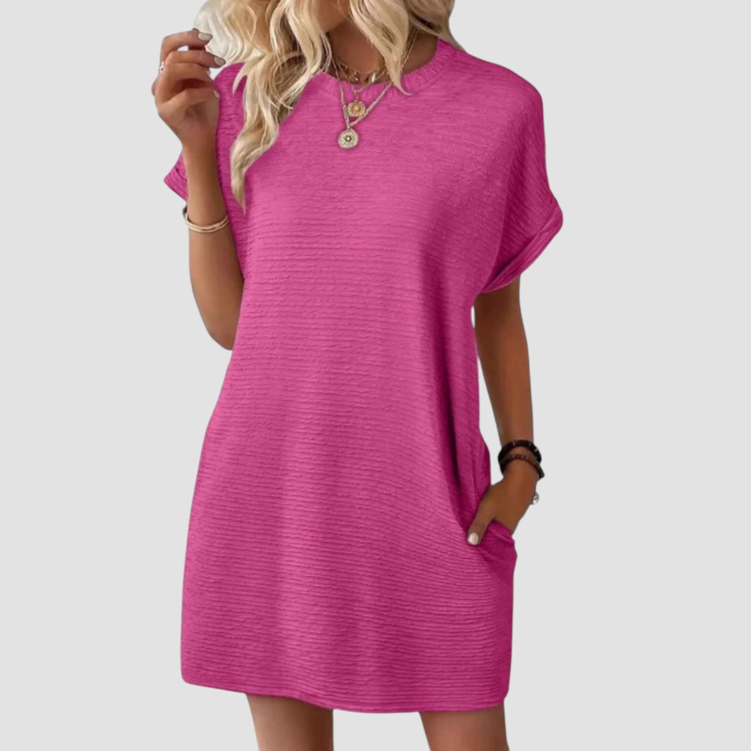 Evasha™ | Casual Minimalist Round Neck Dress