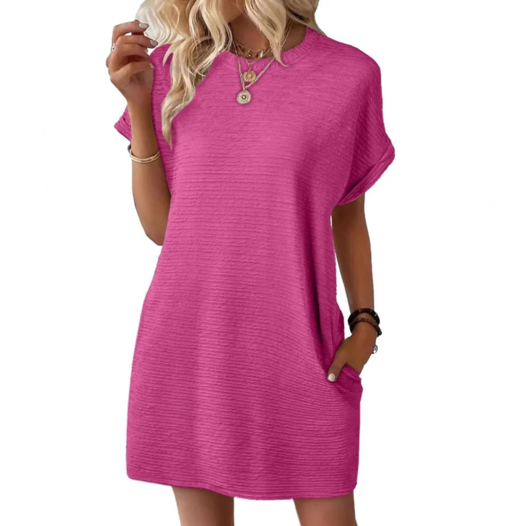 Evasha™ | Casual Minimalist Round Neck Dress
