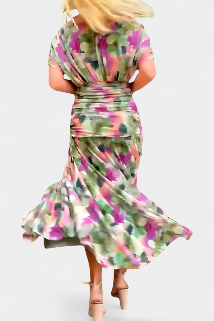 Elodie | Long Floral Dress with V-Neck