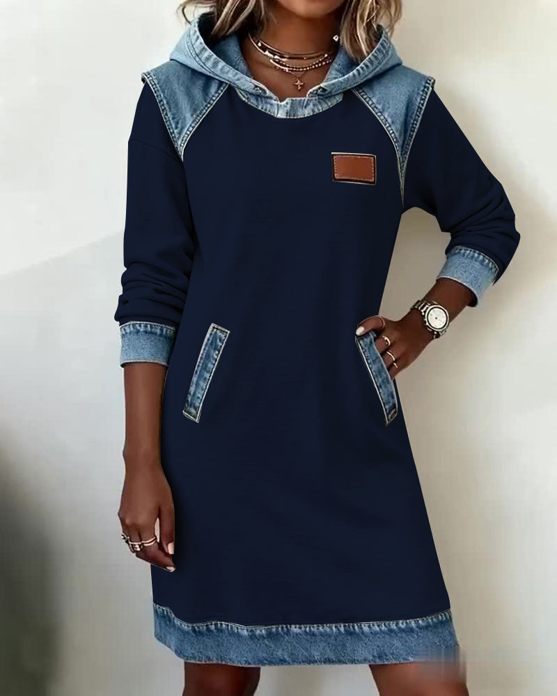 Evelyne | Hoodie Dress with Contrast Panels