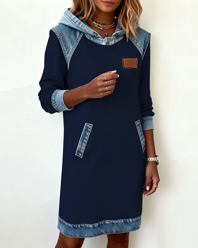 Evelyne | Hoodie Dress with Contrast Panels