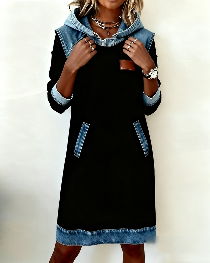Evelyne | Hoodie Dress with Contrast Panels